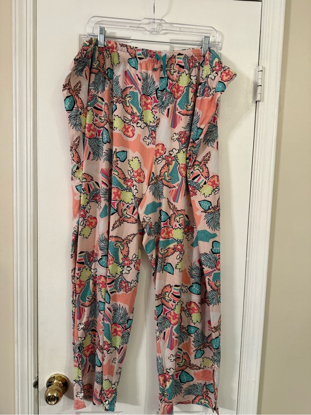 Cuddl Duds Peach Tropical Floral Pajama Pants